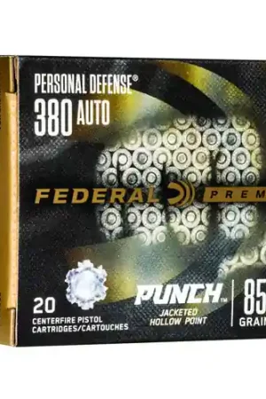 FEDERAL AMMO Premium PUNCH 380 ACP 85gr Jacket Hollow Point Ammunition | 20 Rounds | Ready to Ship
