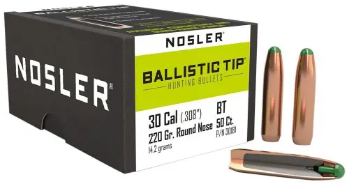 Nosler Ballistic Tip 30Caliber 220gr Round Nose 50/Box | Special Price