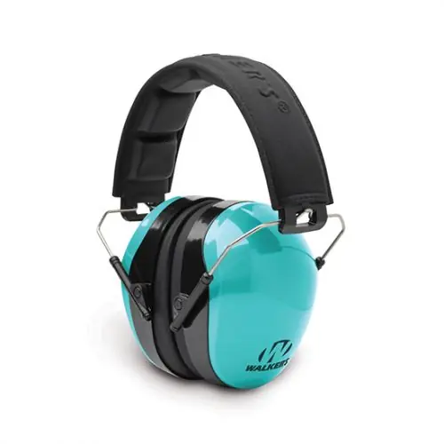 Walker's Passive Advanced Protection Muff Polymer 26 dB Over-the-Head Aqua Blue Ear Cups with Black Headband - Best-Selling