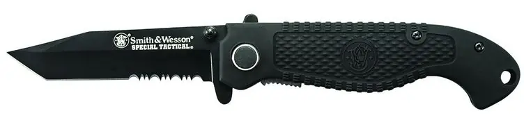 High Quality - Smith & Wesson Knives Special Tactical Serrated Folding Knife 3.50in Blade Black